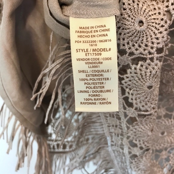 Ella Moss Gray Crochet Overlay Short Sleeve Blouse | Size Medium - Picture 8 of 8